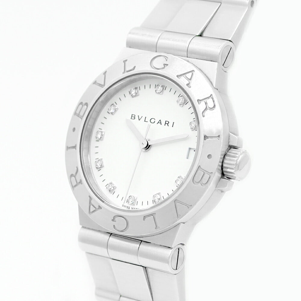 Battery replacement BVLGARI Bulgari Diagano Sports LCV29S Date Genuine Diamond 11P Diamond White White White SS Stainless Ladies Quartz [6 months Warranty] [Watch] [Used]