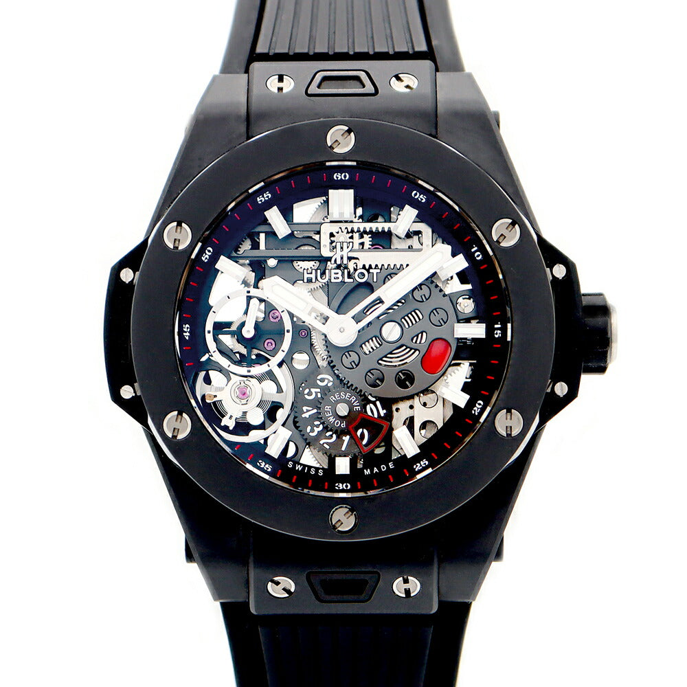 内部点検済 HUBLOT ウブロ ビックバン メカ10 オールブラック 414.CI.1123.RX クロノグラフ デイト スケルトン 黒 ブラック セラミック チタン メンズ 自動巻き ビッグバン【6ヶ月保証】【腕時計】【中古】