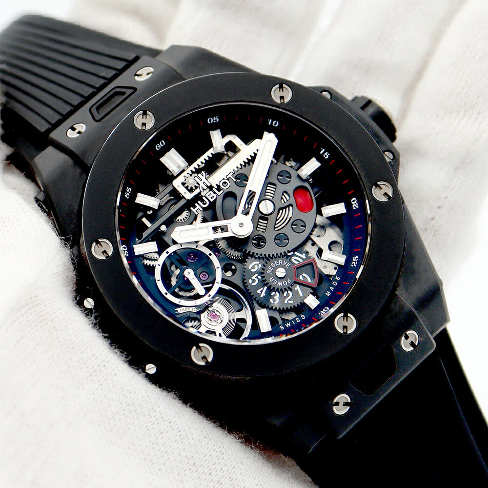 Inspector HUBLOT HUBLOT Ublo Big Ban Mecha 10 All Black 414.1123.RX Chronograph Date Black Ceramic Titanium Men Automatic Big Bang [6 months warranty] [Watch] [Used]