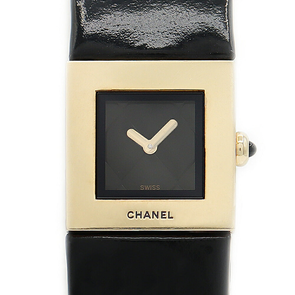 Battery replacement CHANEL Chanel Matrasse H0109 Black Black K18YG Solid Golden Genuine Belt Genuine Buckwheat Ladies Quartz [6 months warranty] [Watch] [Used]