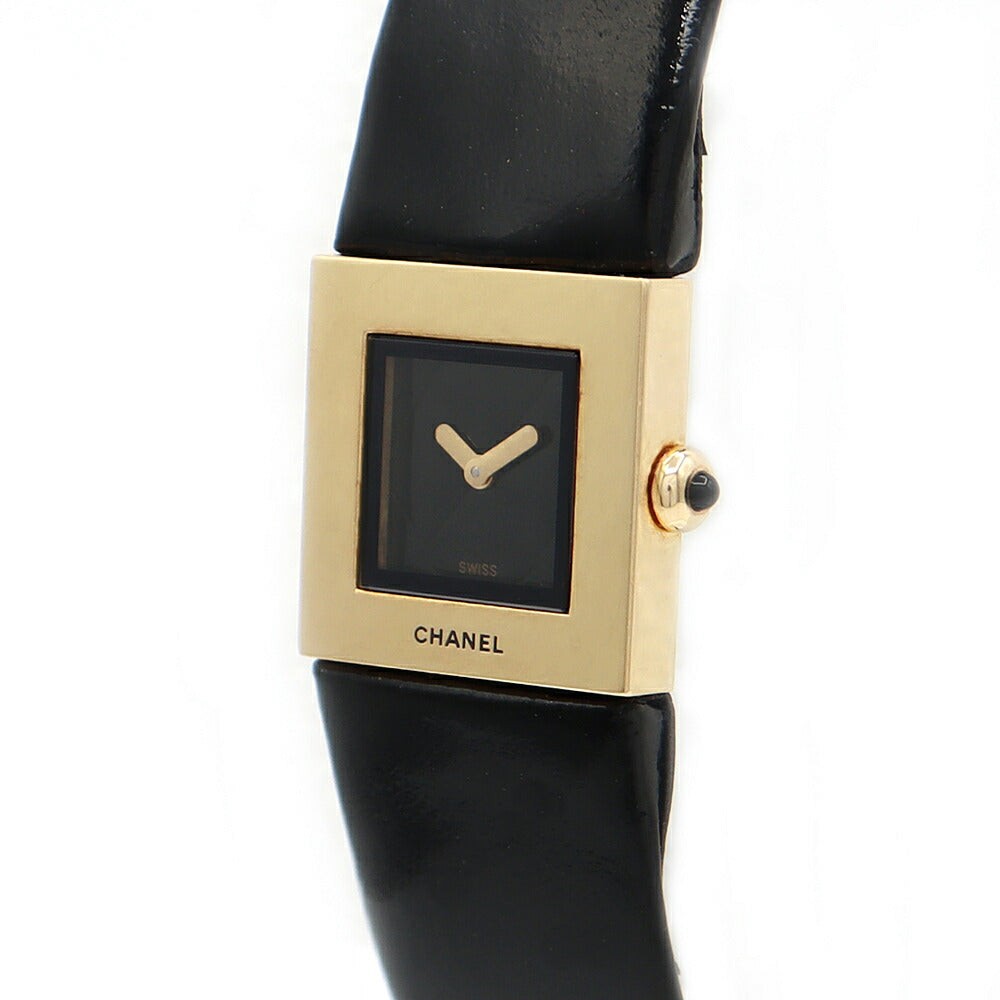 Battery replacement CHANEL Chanel Matrasse H0109 Black Black K18YG Solid Golden Genuine Belt Genuine Buckwheat Ladies Quartz [6 months warranty] [Watch] [Used]