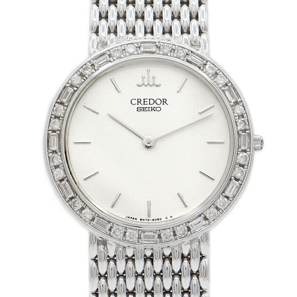 Battery replacement SEIKO Seiko Couredor 8N70-6100 Genuine diamond diamonds crown Diamond White K18WG White Gold Men's Boys Quartz [6 months warranty] [Watch] [Used]