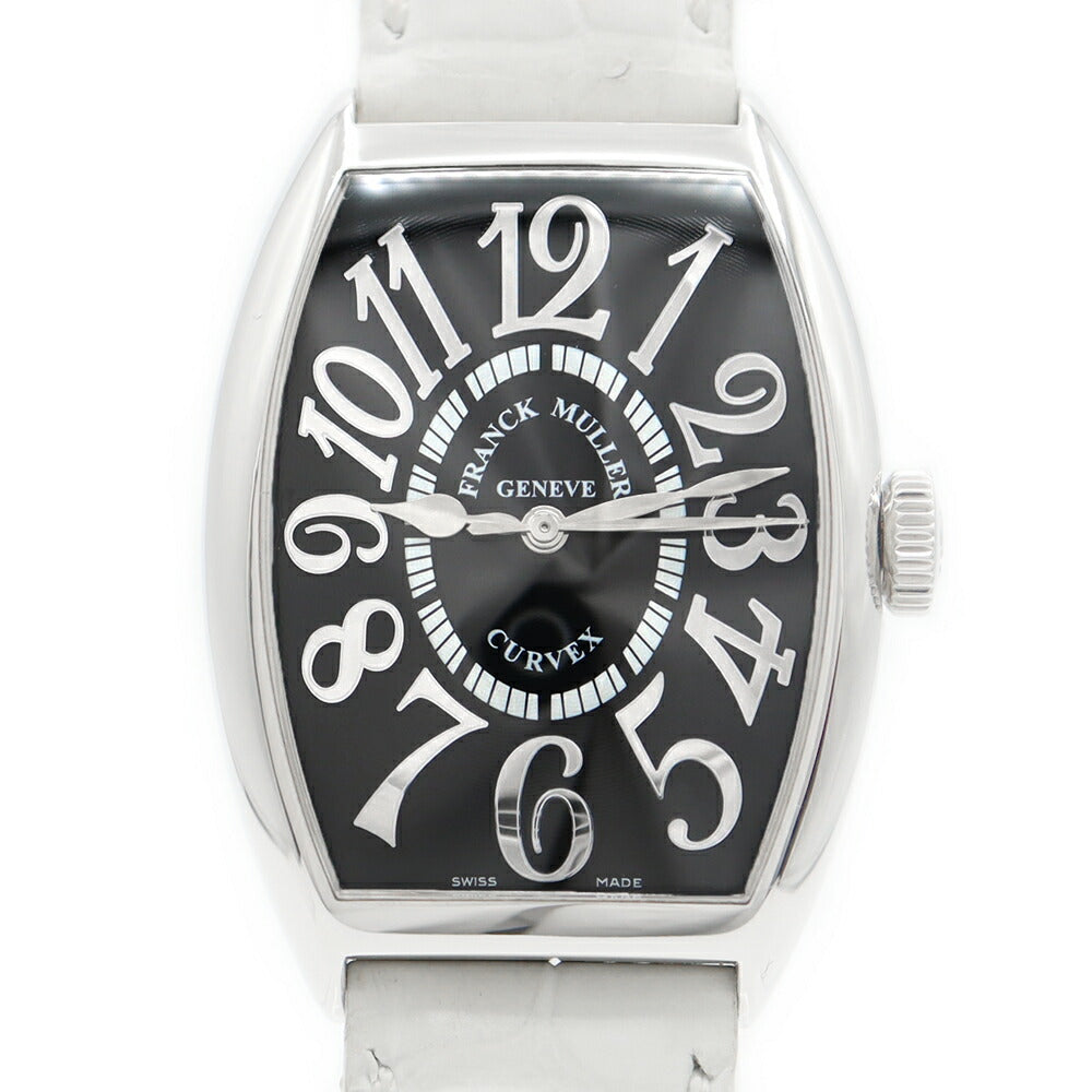 FRANCK MULLER フランクミュラー トノーカーベックス レリーフ 5850SCREL  黒 ブラック ギョーシェ SS ステンレス 純正ベルト 純正尾錠 メンズ 自動巻き【6ヶ月保証】【中古】【腕時計】