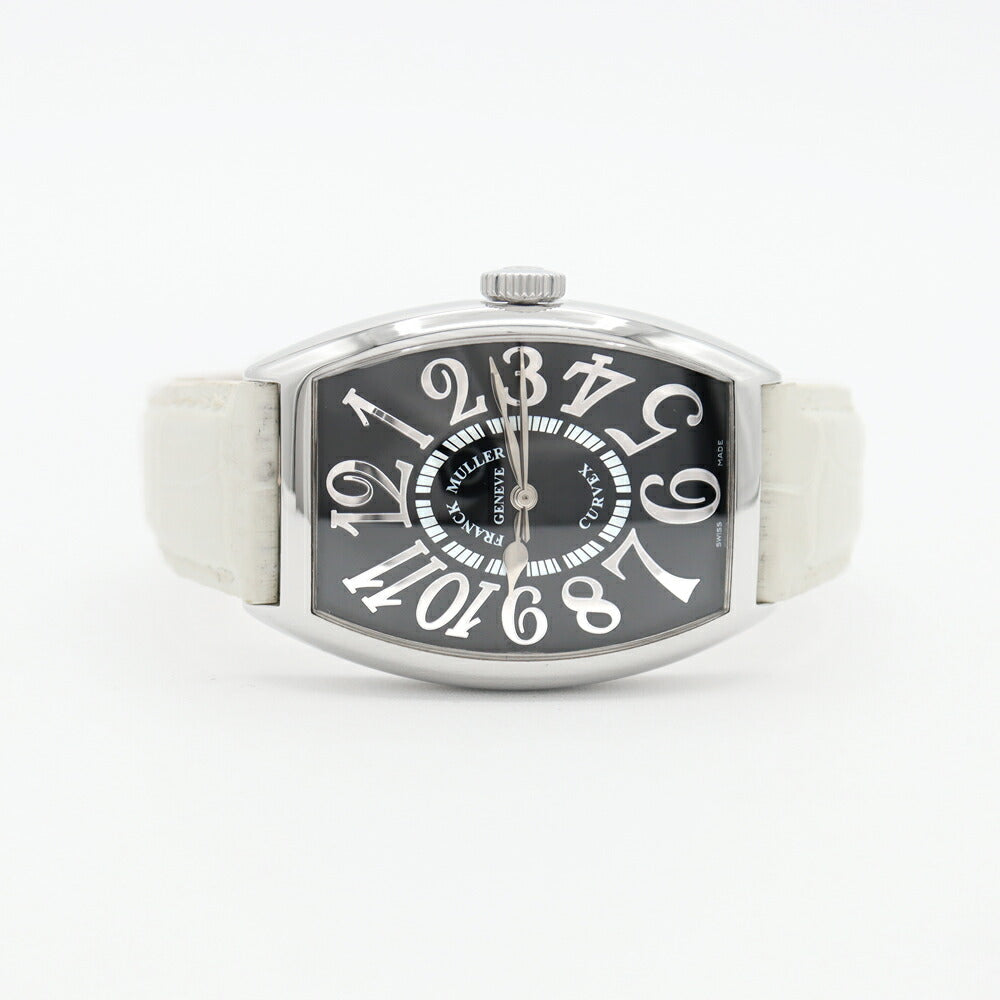 FRANCK MULLER フランクミュラー トノーカーベックス レリーフ 5850SCREL  黒 ブラック ギョーシェ SS ステンレス 純正ベルト 純正尾錠 メンズ 自動巻き【6ヶ月保証】【中古】【腕時計】