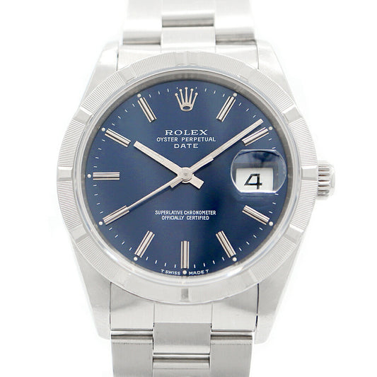 Inspection ROLEX Rolex Rolex Oysterpetur Petual Date 15210 S Bar Index Blue SS Stainless Men's Automatic Wind [Watch] [Used] [Self -warranty 6 months]