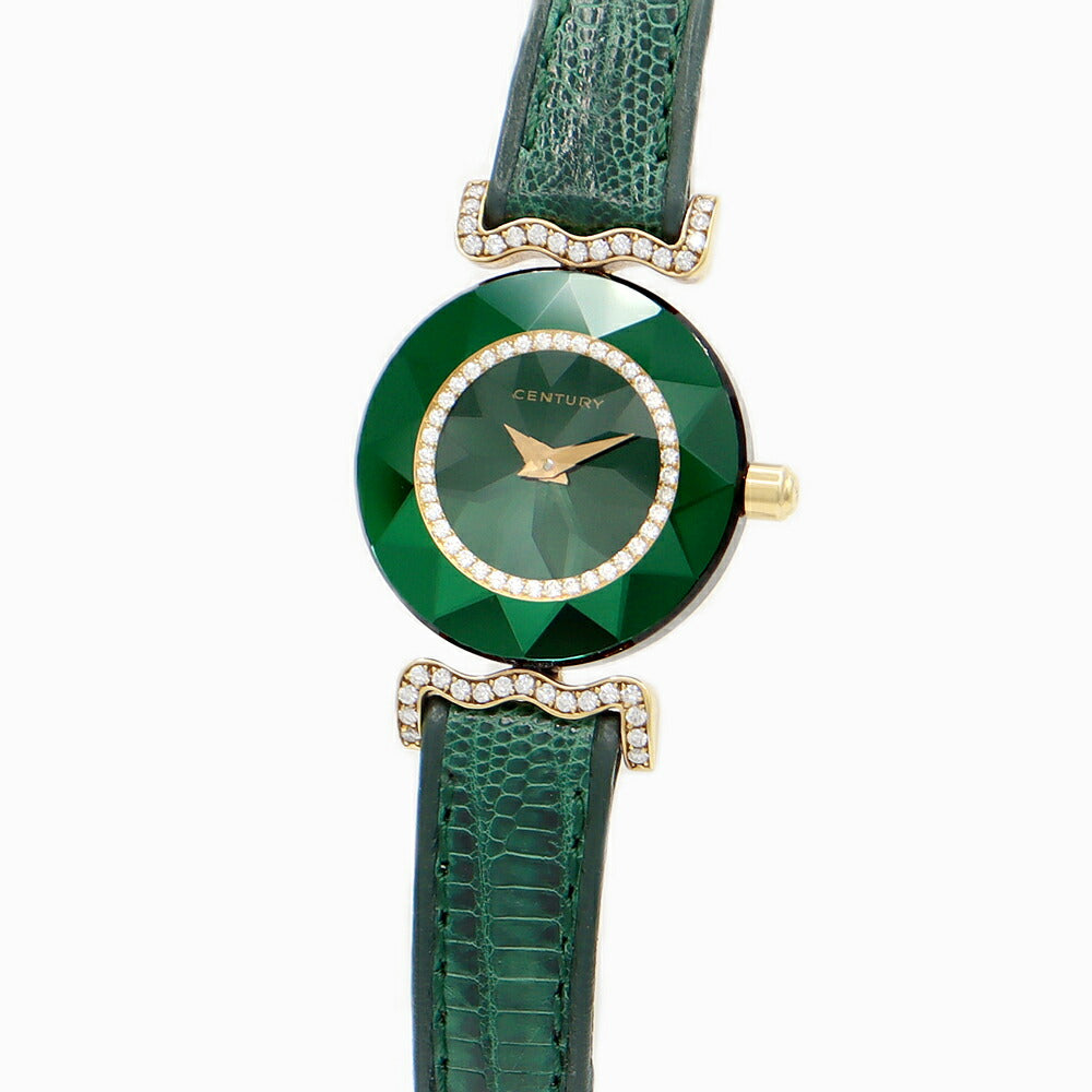 Century Century TimeGem Time Gem Cut Gemi Dial Green Green Golden Gold Yellow Gold Genuine Belt Genuine Back Ladies Quartz [6 months Warranty] [Watch] [Used]