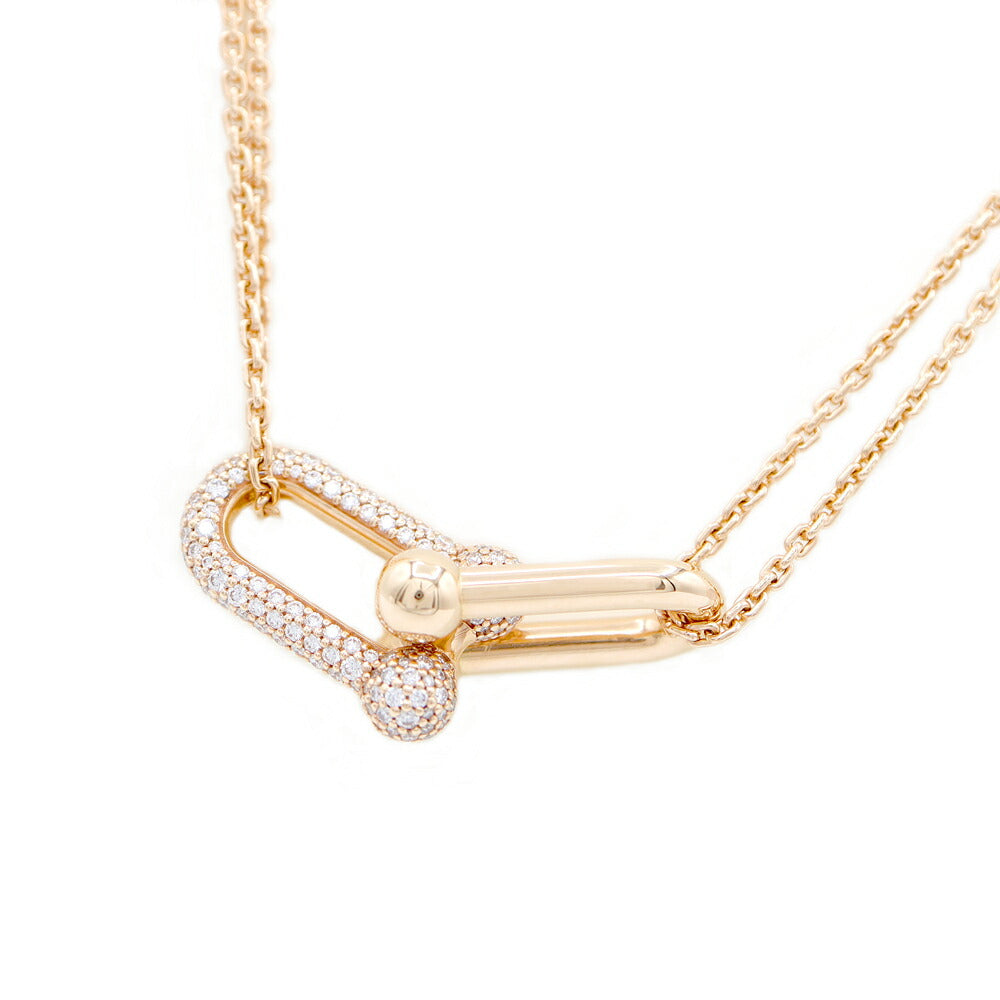 Tiffany & Co. Tiffany Double Link Pendant 68692504 K18PG Pink Gold Genuine Diamond Unisex Men's Ladies Necklace [Jewelry] [Used]
