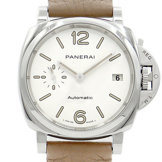 内部点検済 替ベルト付 PANERAI パネライ ルミノール ドゥエ PAM01043 W番 デイト 30ｍ防水 白 ホワイト SS ステンレス 純正ベルト 純正尾錠 ユニセックス メンズ レディース 自動巻き【6ヶ月保証】【腕時計】【中古】