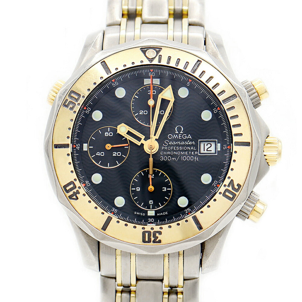 OMEGA Omega Sea Master Professional 300 Chronograph 2297.80 Date Navy Navy Yg Yellow Gold TI Titanium Combination Men's Automatic Wind [6 months Warranty] [Watch] [Used]