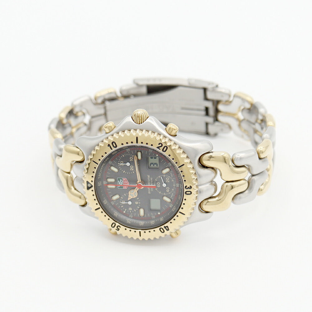 Battery replacement TAG HEUER Tag Hoier S/EL Cells Series Sena Model Chronograph CG1122 Date Gray SS Stainless steel YG Yellow Gold Combination Men's Digiana Quartz [6 months warranty] [Watch] [Used]