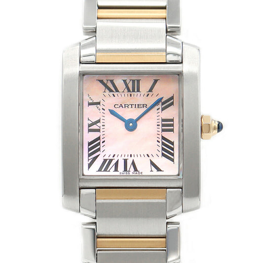 Battery replacement Cartier Cartier tank Francase SM W51027Q4 Pink shell PG Pink Gold SS Stainless Combination Ladies Quartz [6 months warranty] [Watch] [Used]