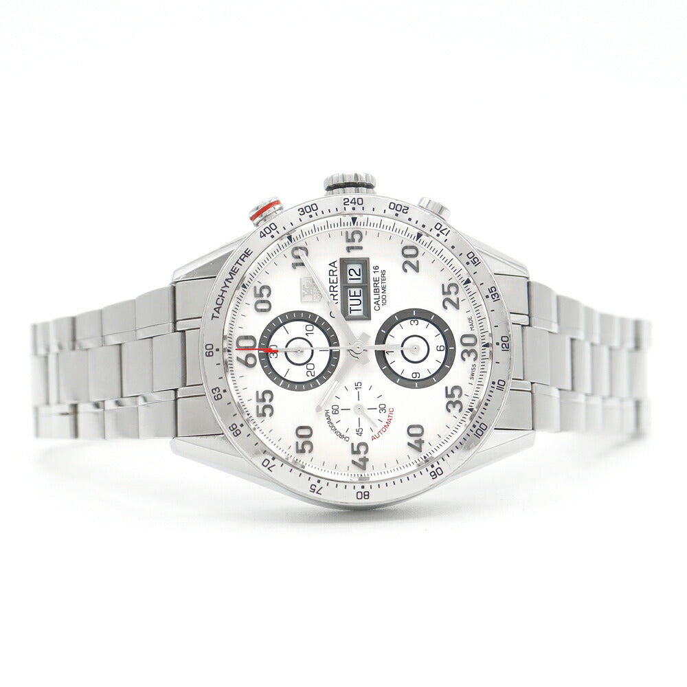 Inspector Tag HEUER Tag Heuer Tag Hoire Carrella Calibur 16 Chronograph CV2A11 BA0796 100m Waterproof Daydate Silver SS Stainless Men's Automatic Wind [6 months warranty] [Watch] [Used]