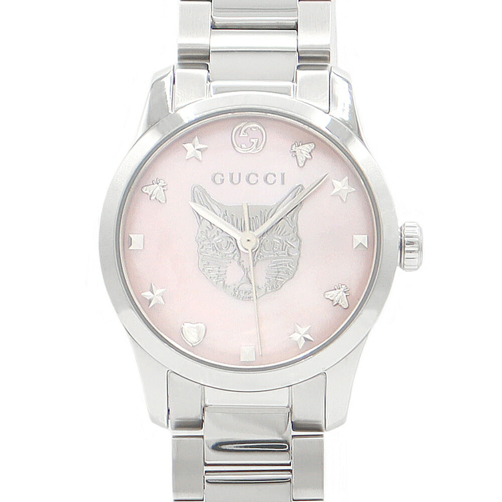 Battery replacement GUCCI Gucci G Time Les Mistic Cat YA1265013 126 5 Pink Shell SS Stainless Ladies Quartz [6 months warranty] [Watch] [Used]