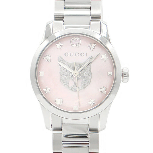 Battery replacement GUCCI Gucci G Time Les Mistic Cat YA1265013 126 5 Pink Shell SS Stainless Ladies Quartz [6 months warranty] [Watch] [Used]