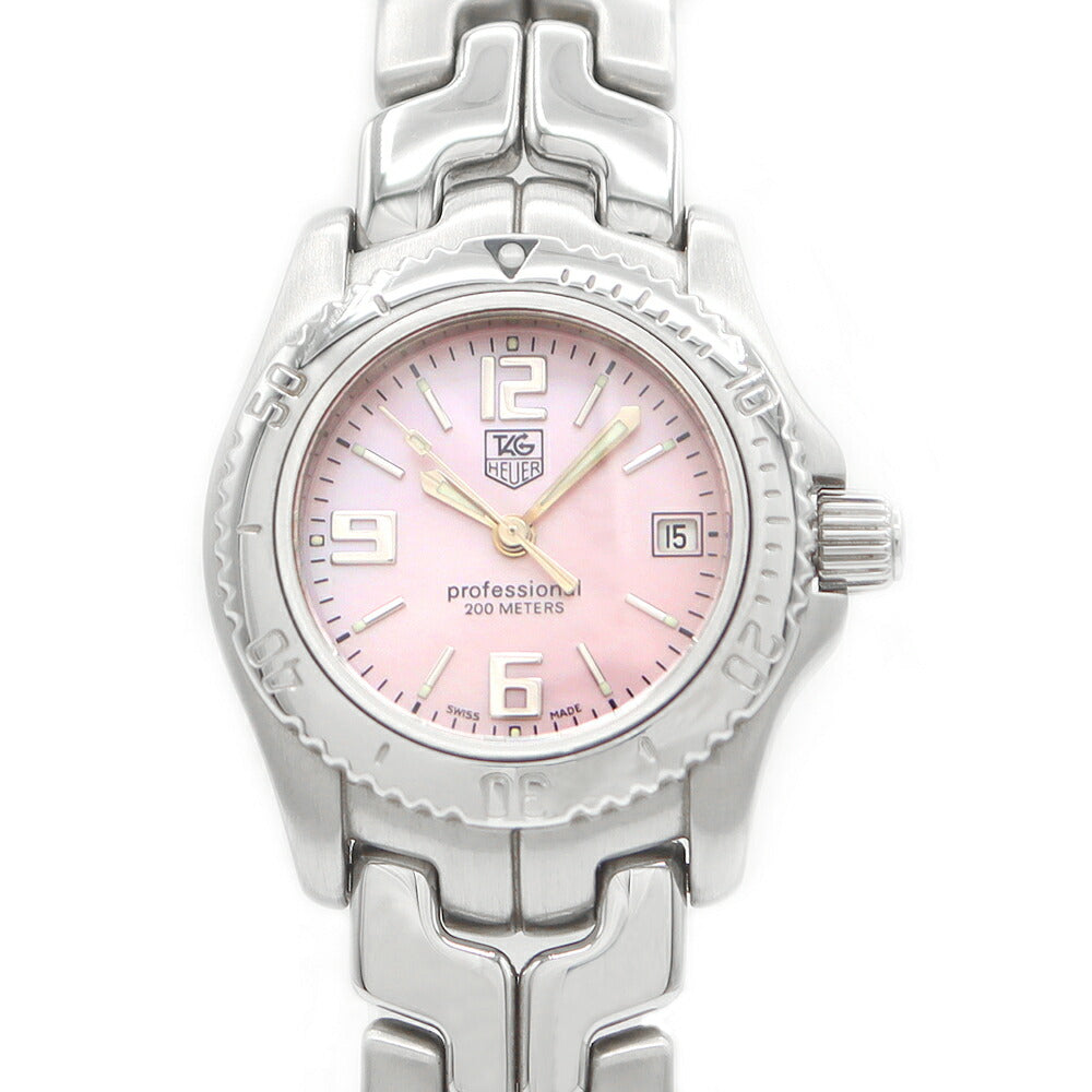Battery replacement TAG HEUER Tag Hoire Link Professional 200 WT141F Date 200m Waterproof pink shell SS Stainless Ladies Quartz [6 months warranty] [Watch] [Used]