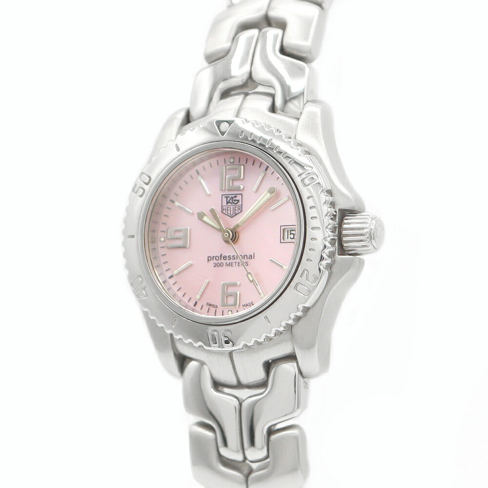 Battery replacement TAG HEUER Tag Hoire Link Professional 200 WT141F Date 200m Waterproof pink shell SS Stainless Ladies Quartz [6 months warranty] [Watch] [Used]