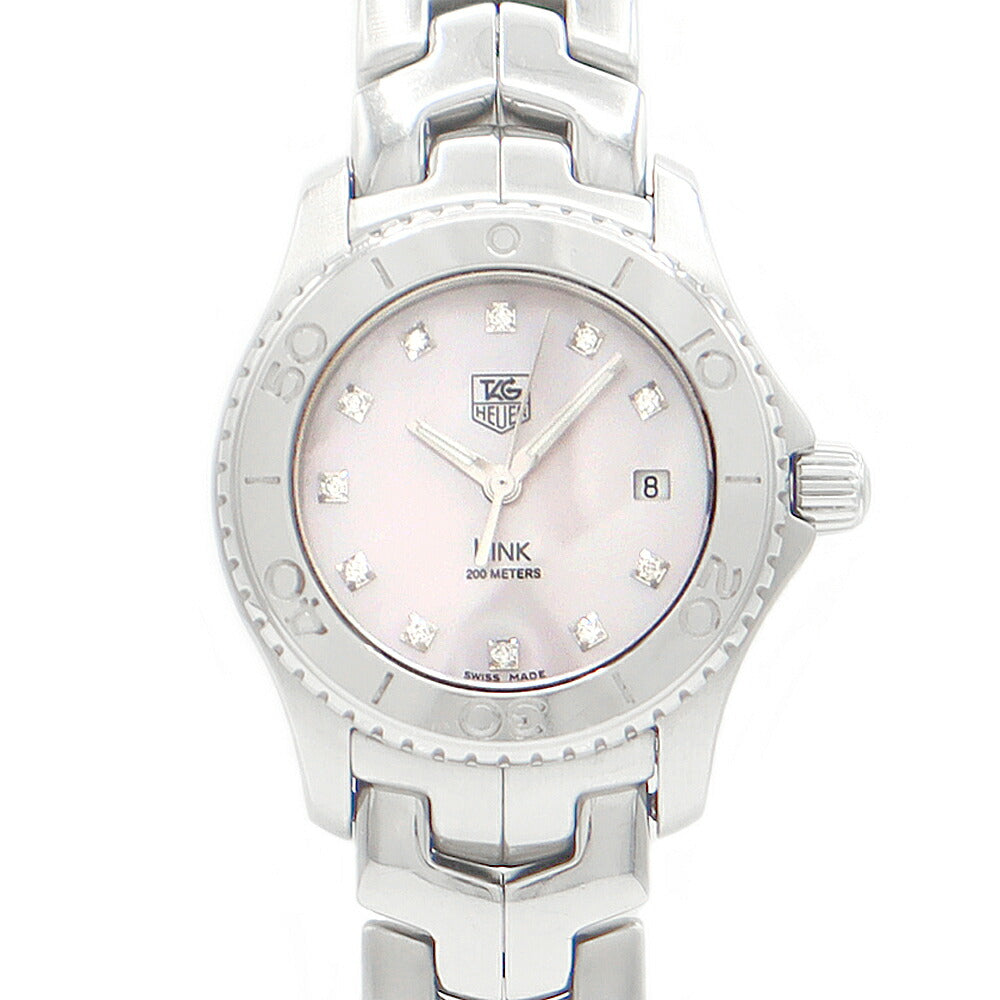 TAG HEUER Tag Hoislink WJ131C 200m Waterproof 11p Diamond Pink Shell SS Stainless Ladies Quartz [6 months warranty] [Watch] [Used]