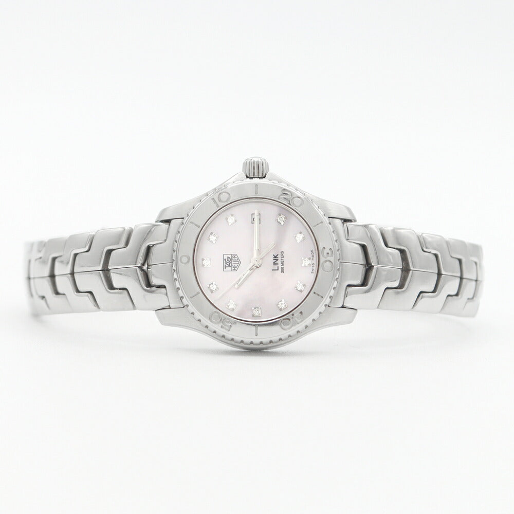 TAG HEUER Tag Hoislink WJ131C 200m Waterproof 11p Diamond Pink Shell SS Stainless Ladies Quartz [6 months warranty] [Watch] [Used]