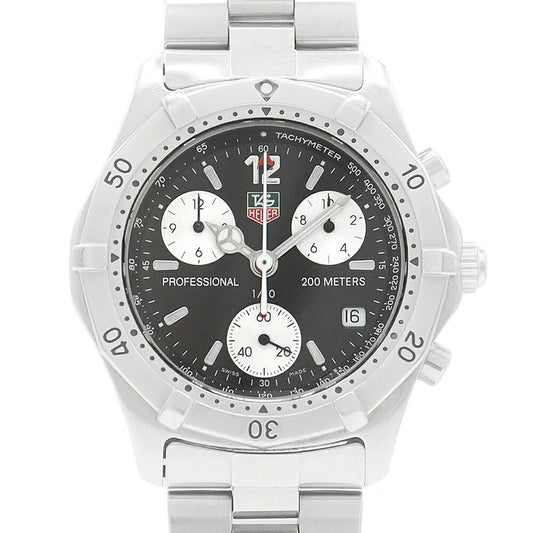 内部点検済 TAG Heuer タグホイヤー 2000シリーズ プロフェッショナル 200m クロノグラフ CK1110 デイト 黒 ブラック SS ステンレス メンズ クォーツ【6ヶ月保証】【腕時計】【中古】