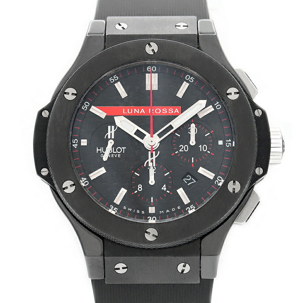 HUBLOT Ublo Big Bang Bang Bang Bang Lunarossa Chronograph 1000 Limited 301.cm.131.rx.lun06 100m Waterproof Black Black Carbon Genuine Belt Genuine Bucket Men Automatic Wind [6 months Watch] [Used]