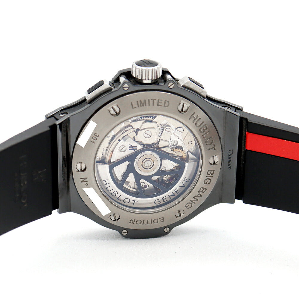 HUBLOT ウブロ ビッグバン ルナロッサ クロノグラフ 1000本限定 301.CM.131.RX.LUN06 100m防水 黒 ブラック カーボン 純正ベルト 純正尾錠 メンズ 自動巻き【6ヶ月保証】【腕時計】【中古】