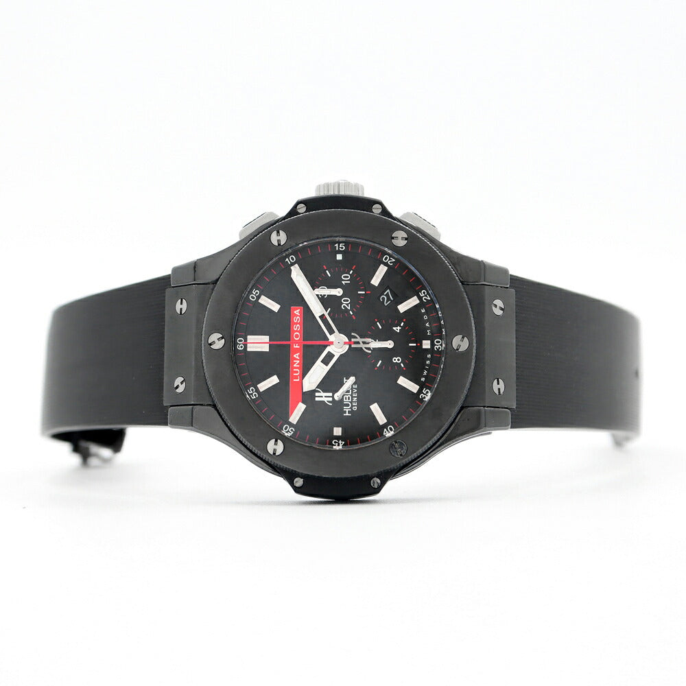 HUBLOT ウブロ ビッグバン ルナロッサ クロノグラフ 1000本限定 301.CM.131.RX.LUN06 100m防水 黒 ブラック カーボン 純正ベルト 純正尾錠 メンズ 自動巻き【6ヶ月保証】【腕時計】【中古】