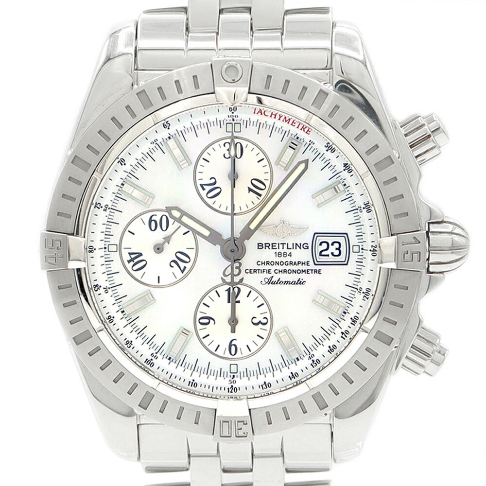 Inspection BREITLING Chronomat Evolution Chronograph A13356 A156A69PA Date 300m Waterproof White Shell SS Stainless Men Automatic Wind [6 months Warranty] [Watch] [Used]