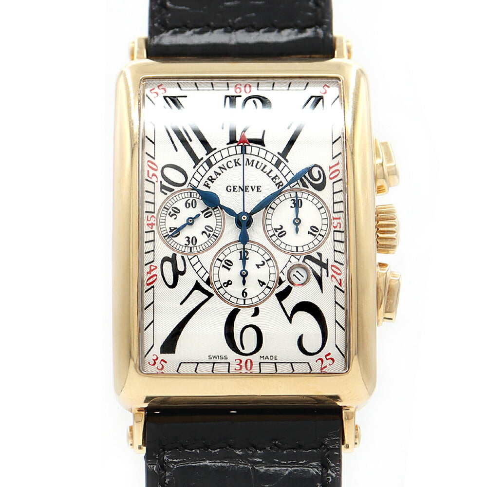 Franck MULLER Frank Muller Long Island Chronograph 1200CCAT Date Silver Gyoche K18YG Yellow Gold Gold Golden Gold Genuine Belt Men's Automatic Wind [6 months Guarantee] [Used] [Watch]