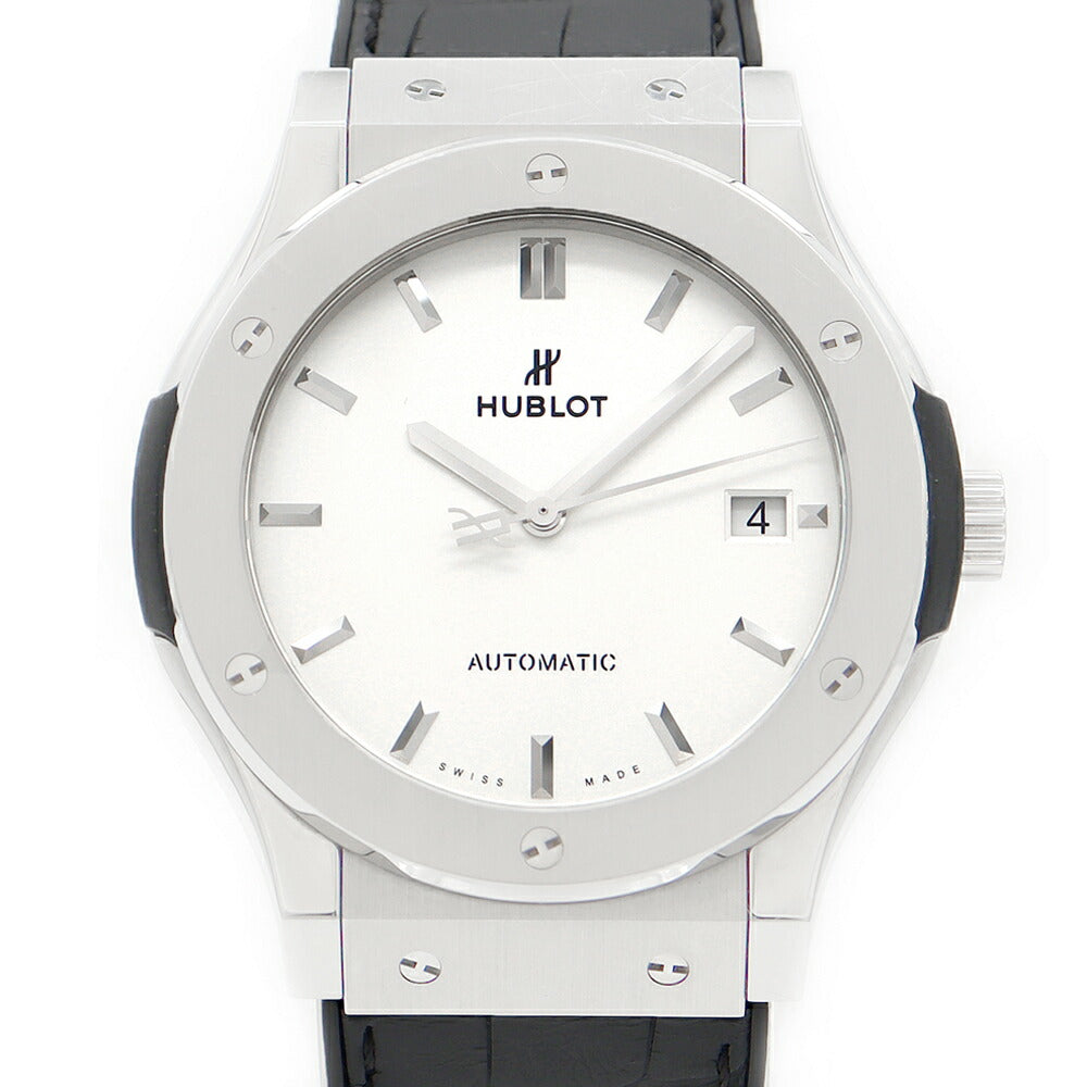 HUBLOT Ubro Classic Fusion Titanium Opinin 511.nx.2611.LR 45mm Date Silver Titan Genuine Belt Genuine Bucket Men Automatic Wind [6 months Warranty] [Watch] [Used]