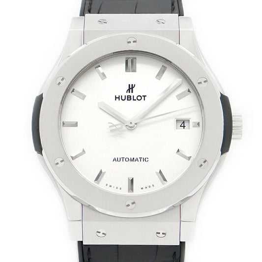 HUBLOT Ubro Classic Fusion Titanium Opinin 511.nx.2611.LR 45mm Date Silver Titan Genuine Belt Genuine Bucket Men Automatic Wind [6 months Warranty] [Watch] [Used]