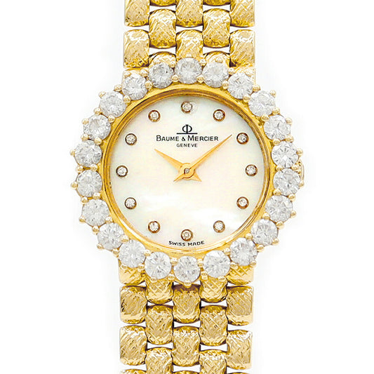 BAUME & MERCIER Baume & Mercier Diamond Besel 12P Diamond Diamond Golden White White Shell K18YG Yellow Gold Ladies Quartz [6 months warranty] [Watch] [Used]