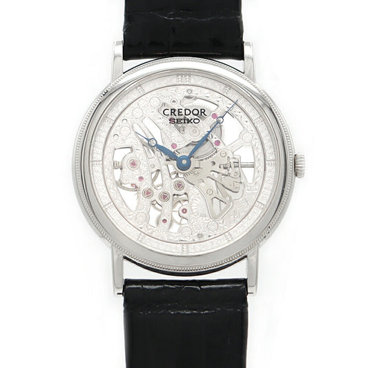 SEIKO セイコー クレドール シグノ GBBD987 6899-0010 スケルトン PT950 プラチナ 純正ベルト 純正尾錠 メンズ 手巻き【6ヶ月保証】【腕時計】【中古】