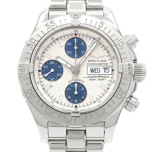 Inspection BREITLING BREITLING Breitling Super Ocean Chronograph A13340 Day Date 500m Waterproof Ivory Blue SS Stainless Men Automatic Wind [6 months warranty] [Watch] [Used]