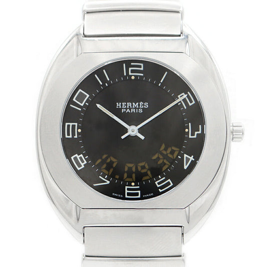 Battery replacement HERMES Hermes Espass ES1.710 Black Black SS Stainless Men Analog Digital Digian Quartz [6 months warranty] [Watch] [Used]