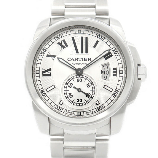 Cartier Cartier Calibuled Cartier W7100015 Date 30m Waterproof Small second Back Skill Silver SS Stainless Men Automatic Wind [6 months warranty] [Watch] [Used]