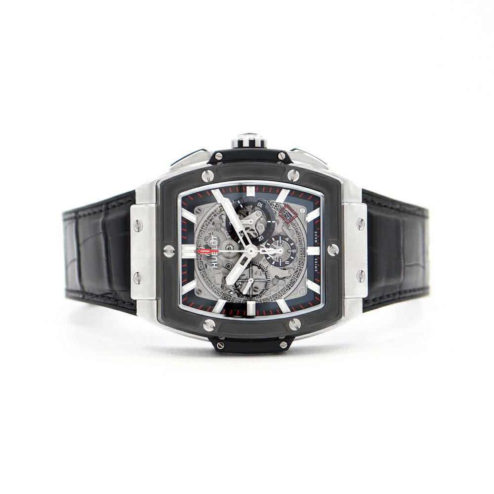 Inspector Hublot Hublot HUBLOT Ubrot of Big Big Big Titanium Ceramic 601.NM.0173.lr Date Chronograph Black Black Skeleton TI Titanium Ceramic Genuine Belt Genuine Back Men's Automatic Wind