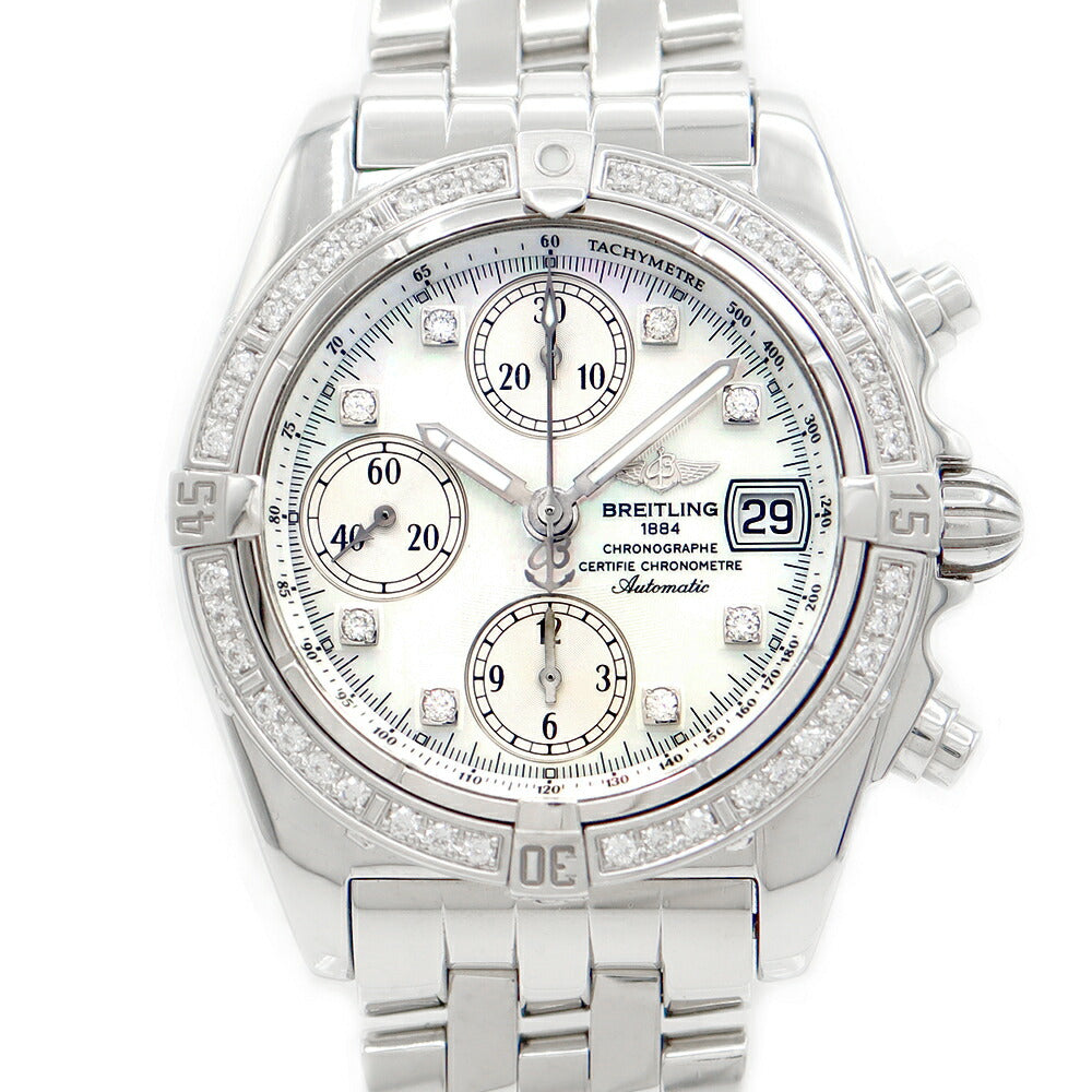 BREITLING Breitling Chrono Cock Pit Chronograph 8P Diamond Diamond Besel A13358 Diamond Date 100m Waterproof White Shell SS Stainless Steel Men Automatic Wind [6 months Warranty] [Watch] [Used]