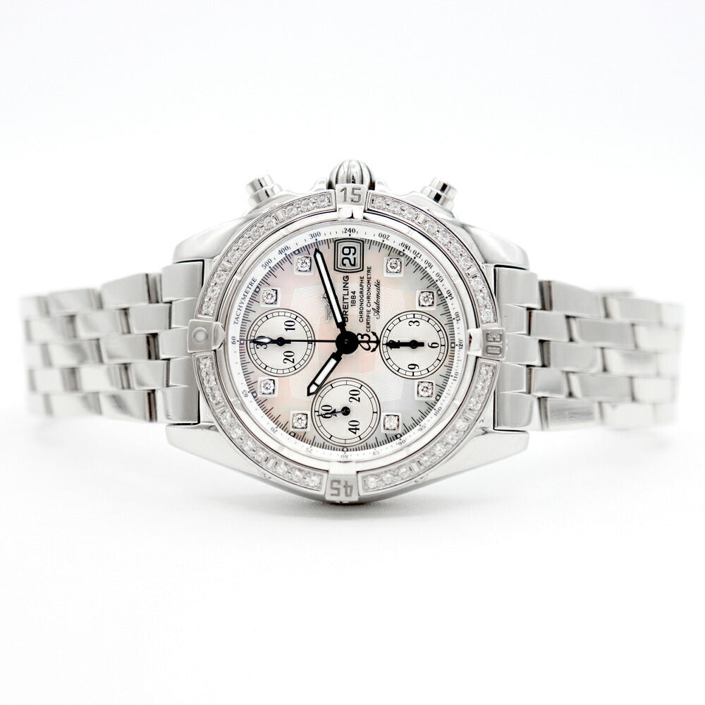 BREITLING Breitling Chrono Cock Pit Chronograph 8P Diamond Diamond Besel A13358 Diamond Date 100m Waterproof White Shell SS Stainless Steel Men Automatic Wind [6 months Warranty] [Watch] [Used]