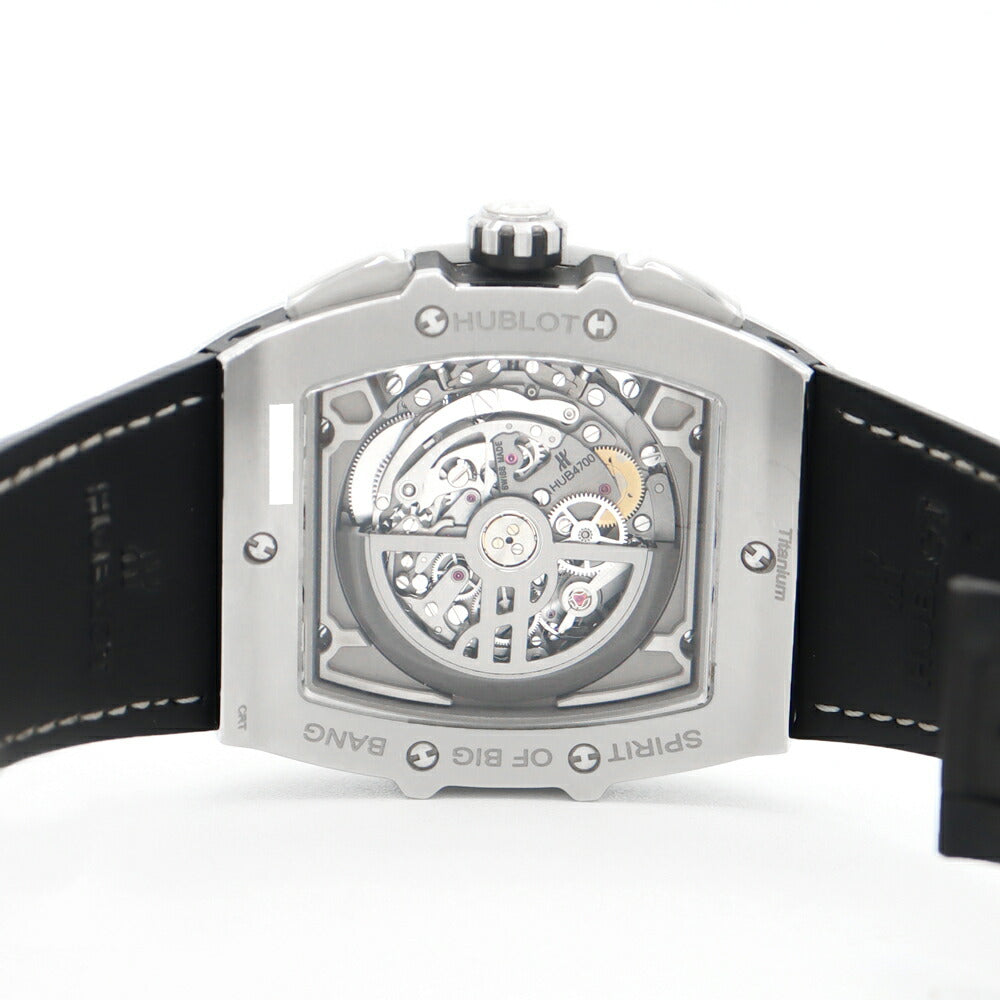 HUBLOT Ublo Spirit of Big Big Big Titanium White 601.0172.lr.jpn17 Japan Limited Chronograph Silver Skeleton Titan Genuine Belt Genuine Belt Men's Automatic Wind [6 months warranty] [Used]