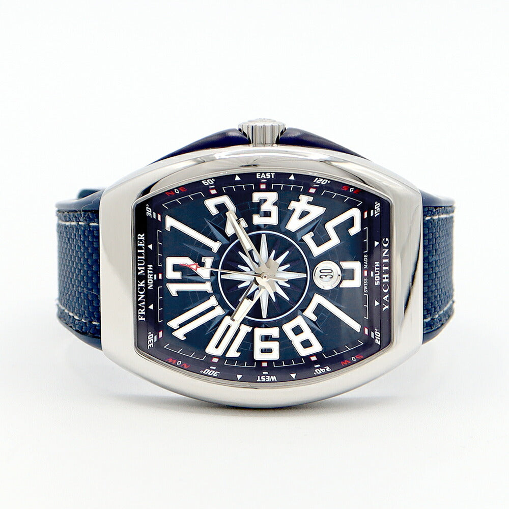 内部点検済 FRANCK MULLER フランクミュラー ヴァンガード ヨッティング V45SCDT YACHTING デイト 青 ブルー SS ステンレス 純正ベルト 純正尾錠 メンズ 自動巻き【6ヶ月保証】【中古】【腕時計】