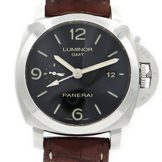 PANERAI パネライ ルミノール 1950 3デイズ GMT PAM00320 44mm デイト 黒 ブラック SS ステンレス 純正ベルト 純正尾錠 メンズ 自動巻き 【6ヶ月保証】【腕時計】【中古】