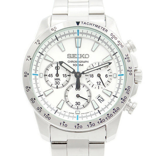 Battery replacement SEIKO Seiko Seiko Chronograph Overseas model 6T63-00D0 Date 100m Waterproof Small second White White SS Stainless Men Quartz [6 months warranty] [Watch] [Used]