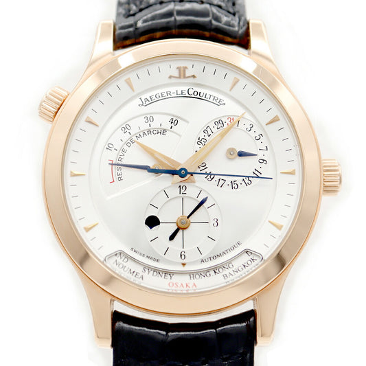 JAEGER LECOULTRE ジャガールクルト マスタージオグラフィーク 大阪限定 142.2.92 デイト シルバー K18PG ピンクゴールド 純正ベルト 純正K18尾錠 メンズ 自動巻き【6ヶ月保証】【腕時計】【中古】