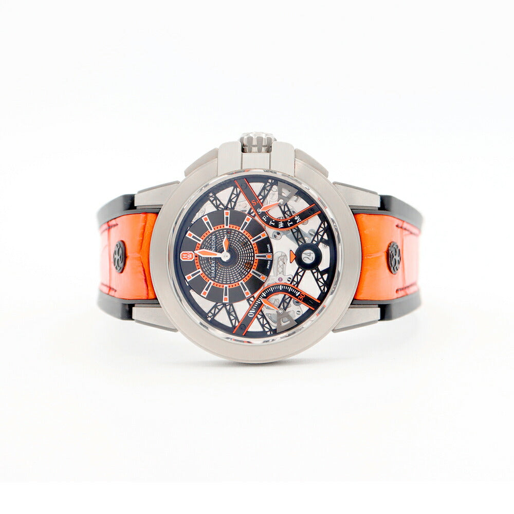 HARRY WINSTON Harry Winston Ocean Salium Variations Orange World Limited OCEABI42ZZ003 Day Date 100m Waterproof Skeleton Genuine Belt Genuine Bucket Men Automatic Wind [6 months Watch] [Used]