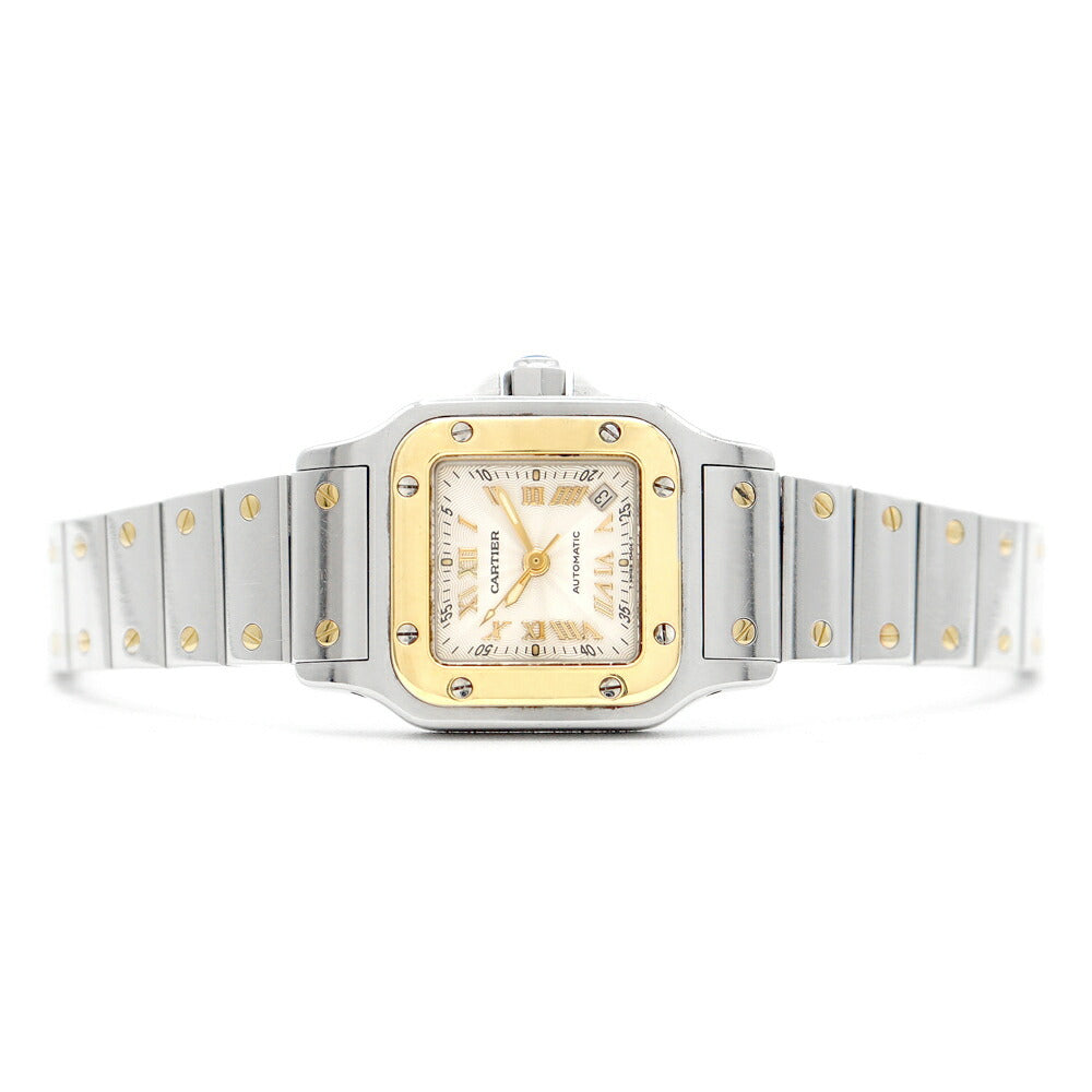 Cartier カルティエ サントス ガルベ SM W20045C4 20周年記念モデル デイト シルバー ギョーシェ K18YG イエローゴールド SS ステンレス レディース 自動巻き【6ヶ月保証】【腕時計】【中古】