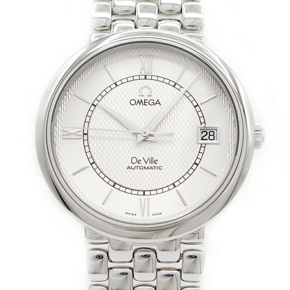 内部点検済 OMEGA オメガ Deville デビル プレステージ 34mm 7504.31 デイト シルバー SS ステンレス メンズ 自動巻き デヴィル【6ヶ月保証】【腕時計】【中古】