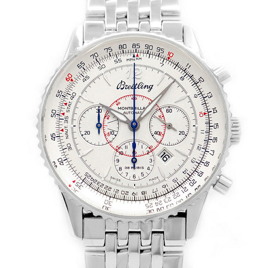 Inspection BREITLING BREITLING Breitling Navi Timer Montbran Chronograph A41330 A414G96NP Date Silver SS Stainless Men Automatic Wind [6 months warranty] [Watch] [Used]