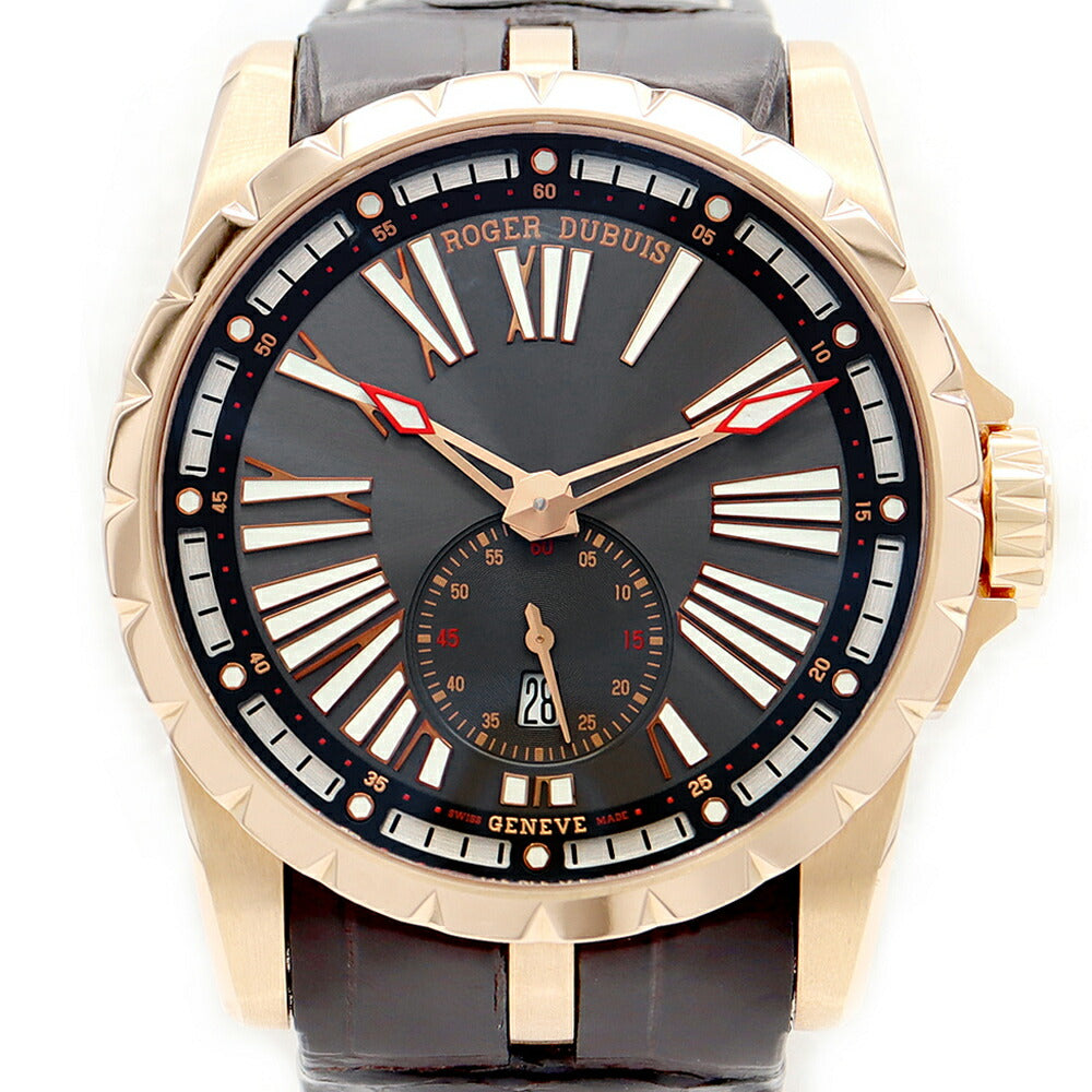 Inspection Roger DUBUIS Roger Dubuis Roger Dubui Excaliver 45 Essential RDDBEX0566 Back Sked Date 50m Waterproof Gray K18PG Pink Gold Genuine Belt Genuine Bell Men's Automatic Wind [6 months warranty] [Watch] [Used]