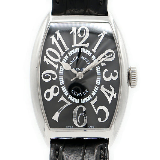 内部点検済 FRANCK MULLER フランクミュラー トノーカーベックス レリーフ 5850SCREL 黒 ブラック ギョーシェ SS ステンレス 純正尾錠 メンズ 自動巻き【6ヶ月保証】【中古】【腕時計】