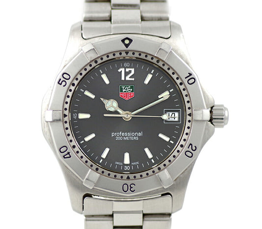 電池交換済 TAG Heuer タグホイヤー 2000シリーズ プロフェッショナル WK1115 200m防水 グレー 文字盤 SS ステンレス メンズ クォーツ【6ヶ月保証】【腕時計】【中古】